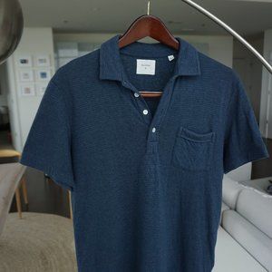 Billy Reid Medium/Small Short Sleeve Polo (blue with white stripes)